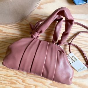 Pink crossbody soft vegan leather bag